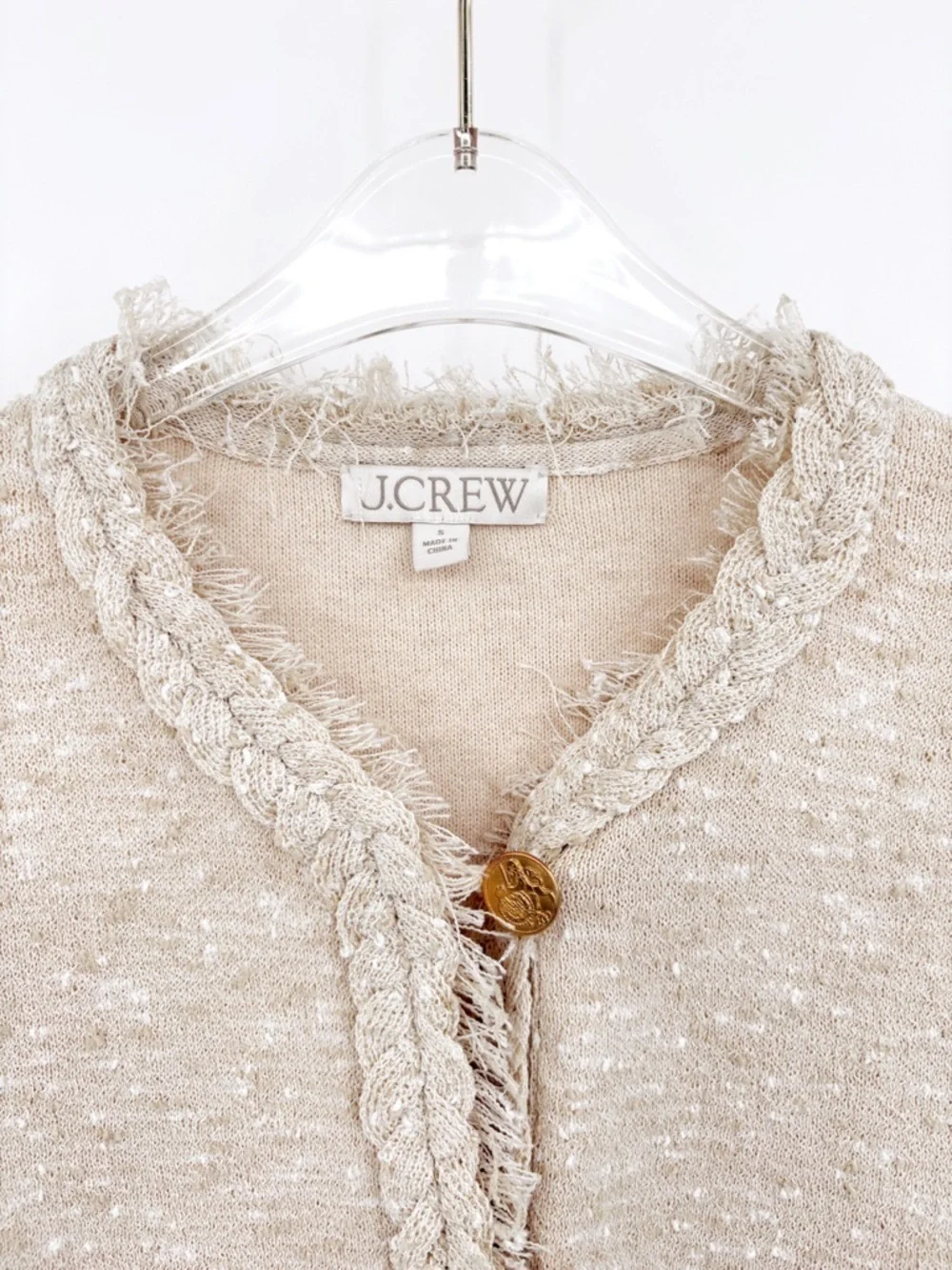 J.CREW Marled Fringe Lady Jacket Mini Skirt Matching Set Heather Sand S